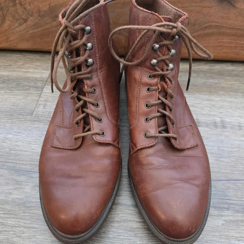 Rockport Vintage 90s Brown Leather Lace Up Ankle Boots Slovenia Womens 8 M 4571